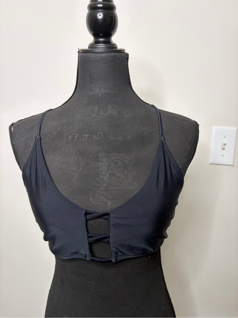 Black Strappy lace up back open front